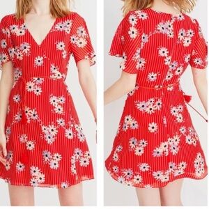 Madewell Red Daisy Print Midi Dress